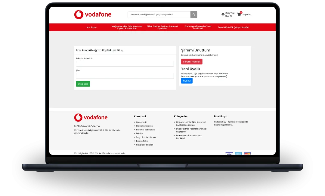 Hükümdar Bilişim tarafından geliştirilen Vodafone bayi kanalı ve mağaza ekipleri giriş portalı